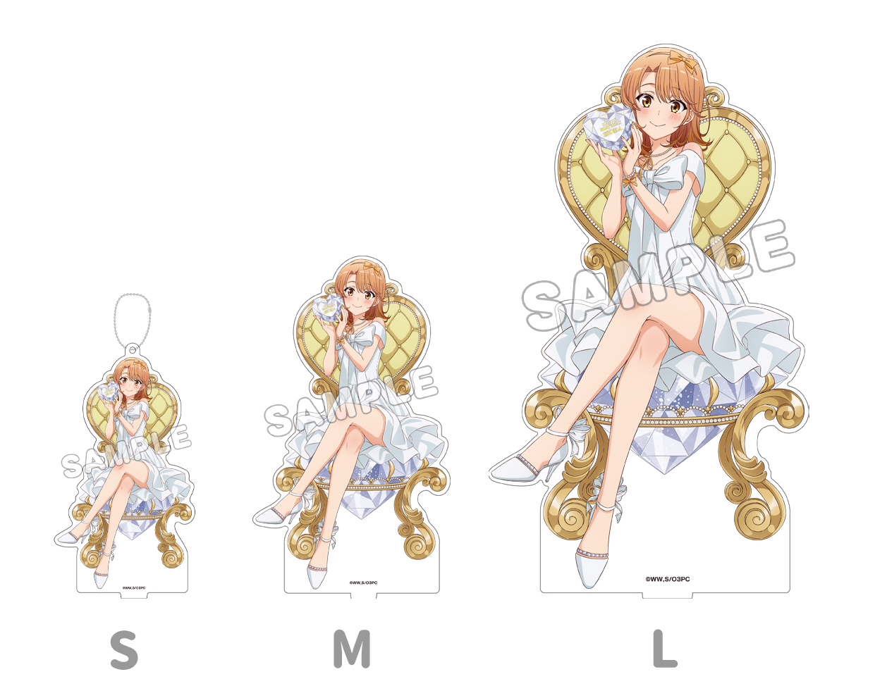 Lサイズの他、キーホルダーとしても楽しめるSサイズや、1周り小さいMサイズも別売りでご用意しています。