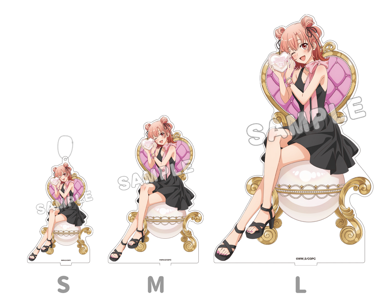 Lサイズの他、キーホルダーとしても楽しめるSサイズや、1周り小さいMサイズも別売りでご用意しています。
